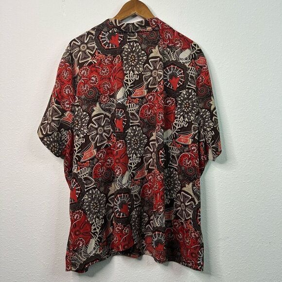 Maggie Barnes Multicolor Brown Red Floral Button Front Shirt Top Plus Size 4X - Picture 7 of 12